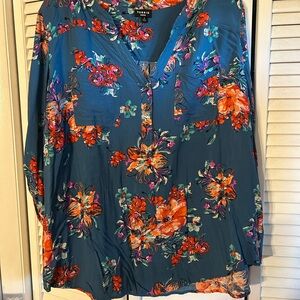 Torrid Vibrant Floral Blue Blouse